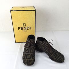 1305 FENDI フェンディ ズッカ柄 レースアップブーツ ヒール ショートブーツ 35 ③