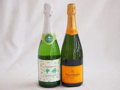 山梨県産ワインと２本セット スパークリング白ワイン勝沼仕込みの甲州スパークリングワイン(やや辛口)11.5°(山梨県)720mlシャンパンヴーヴークリコブリュット12°(フランス)750ml