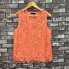 【新品　未使用　タグ付き】　【TRUBE】   フラワーレース　ノースリーブプルオーバー　レディース　トップス　カットソー　ノースリーブ　インナー　L〜LL　コーラル