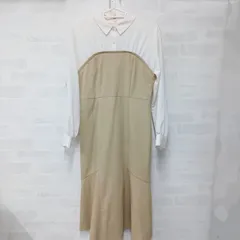 [COUP DE CHANCE]クードシャンス ワンピース 長袖 レディース 古着 サイズ34 S くすみイエロー ホワイト（い-145，タ）