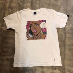 APPLEBUM アップルバム プリントTシャツ 半袖 丸首 アメコミ イラスト ポップアート コットン100％ ホワイト メンズM モノクロ ストリート