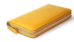 《期間限定SALE》《送料無料＆税込価格》《新品未使用》《数量限定》《特別価格》MOMO -モモ-！本シープ（SHEEP）スキンレザー！羊革！男女兼用！軽量モデル！ラウンドファスナーロングウォレット　E-031　イエロー
