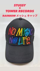 74【値下げ・中古】STUSSY × TOWER RECORDS RAINBOW メッシュ キャップ