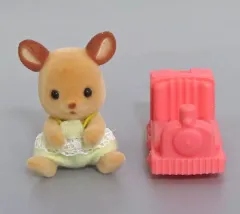 【中古】おもちゃ 赤ちゃん＆手押しぐるま(きしゃ)セット(シカ) 「シルバニアファミリー」 森のお家くじ 景品