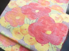 2502-94 開き名古屋帯 美品 正絹 着物 紬