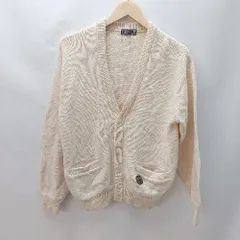 ◇ ◎ DAKS ダックス Vネック ブランドロゴ刺? 長袖 カーディガン サイズ表記なし アイボリー レディース E  【1402200021431】