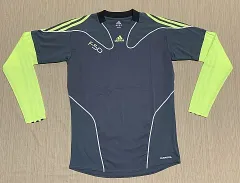 adidas アディダス 長袖ラグランTシャツ グレー 蛍光グリーン S