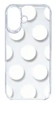 【新品未使用】iPhone16 アイフォン16 クリア ハードケース ドット柄 水玉 (ホワイト) スマホケース カバー cl-ip16-dotbig-09