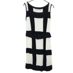 UNTITLED アンタイトル チェック ノースリーブ 膝丈ワンピース 2 ホワイト系 ニット レディース 古着