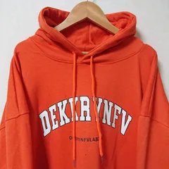 (^w^)b ニコちゃんタグ DEKKRYNFV パーカー フード フーディー プルオーバー 英字プリント カンガルーポケット 大きいサイズ ビッグサイズ タウンユース 部屋着 ルームウェア シンプル カジュアル オレンジ メンズ サイズ3XL