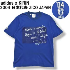 【美品】 アディダス adidas x キリン KIRIN 2004 日本代表 ジーコ ジャパン メッセージ Tシャツ L ブルー メンズ