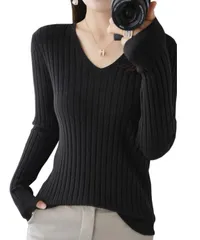 [グリーンパキラ] セーター レディース 秋冬 リブニット トップス vネックセーター 長袖 カットソー ニット 春 vネック オフィスカジュアル 秋 冬 ニットセーター レディーストップス 女性 ブイネック プルオーバー 秋 [ピンク] [2XL] [標準]