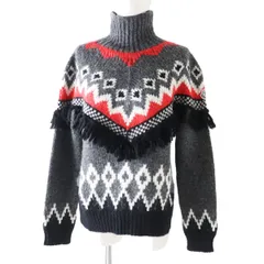 極美品◎正規品 20年 MONCLER モンクレール  LUPETTO TRICOT レディース ロゴワッペン ハイネック ニットプルオーバー フリンジ付き 灰 Mのサムネイル