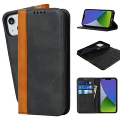 【人気商品】カバー マグネット 耐衝撃 手帳型 14 カード収納(アイフォン13 iphone スマホケース /あいふぉん13/いphone14/アイホン14 あいふぉん13ケース iPhone14ケース 6.1インチ対応)-ブラック＋イエロー iPhone1