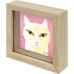絵画 糸井忠晴 ミニミニボックスフレーム「白ねこ」 かわいい 猫の絵 アートフレーム 額入り 小さい絵 キャット 壁掛け 卓上 インテリア プレゼント ギフト Cat リビング 玄関 子ども部屋 贈り物 Sサイズ