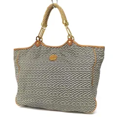 FI25149 美品 TORY BURCH トリーバーチ トートバッグ キャンバス×レザー ロープハンドル ヘリンボーン 総柄 ベージュ系マルチカラー