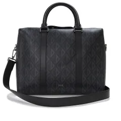 クリスチャンディオール CD ダイヤモンド ランゴ 2way ショルダー ビジネスバッグ ブリーフケース 斜め掛け キャンバス ブラック ガンメタル金具 1ADBR166CDP Christian Dior（未使用　展示品】）