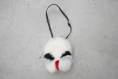 美品 ELCOM エルコム (イタリアの毛皮メーカー) フォックス ファー 巾着 バッグ ポーチ ハンド ストラップ付き 白系1002P★2