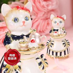 EX632 ルル・キャンディ（ティータイム）お茶会 メイドさん 猫 ネコ 招き猫 ジュエリーボックス ピィアース 東京銀座PICALS 東京銀座ピカルス 可愛い ブランド おしゃれ プレゼント オブジェ 誕生日プレゼント プロポーズ リングケース mer12