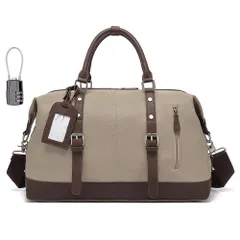 ボストンバッグ ダイヤルロック式南京錠 鍵付き 3way 旅行バッグ 旅行かばん 旅行鞄 大容量 トラベルバッグ ショルダーベルト 底鋲付き ビジネス ジム アウトドア スポーツ トートバッグ シンプル おしゃれ ゴルフ テニス 帰省 修学旅行  [ベージュ]