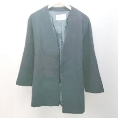 ◇ ◎ Natural Beauty Basic 無地 ウール ノーカラー 長袖 コート サイズM ネイビー レディース E  【1308290047132】