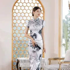 ☆ CQ6-7グレー ☆ Lサイズ ☆ チャイナドレス 半袖 j3082cq6 チャイナドレス ロング チャイナ服 チャイナ ワンピース パーティードレス コスプレ 衣装 レディース チャイナ風 ロングワンピース スリット セクシー 大人 半袖 ハロウィン