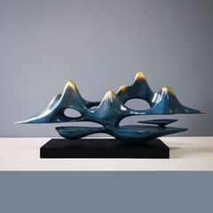 置物 オブジェ 宇宙 抽象画 樹脂 彫刻 アート装飾 ブルー ホワイト ゴールド お洒落 モダン アート ディスプレイ インテリア ホームデコ 玄