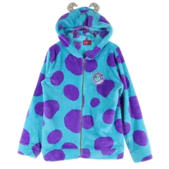 Disney ディズニー ワッペン 長袖 ジップパーカー L ブルー レディース 古着