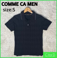 ★COMME CA MEN★Sサイズ相当 半袖 Tシャツ コムサメン メンズ 黒 ブラック アーガイル チェック トップス ポロシャツ ヴィンテージ