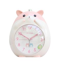 誕生日 置き時計 おしゃれ 人気 キャラクター 女の子 かわいい動物 ベル アナログ 贈り物 こども めざまし時計 ハムスター (ピンク) 大音量 目覚まし時計