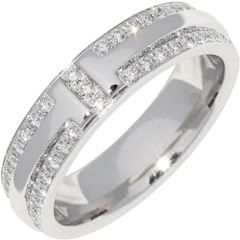 ティファニー 指輪 K18WG ダイヤ0.40ct TTWO ナロー リング フルダイヤ