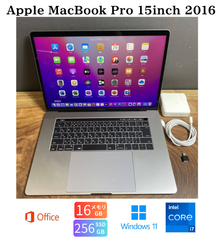 ［新品バッテリー］Apple MacBook Pro 15inch 2016/Core i7　2.6GHz/16GB/SSD256GB/Windows11/Office 2021/458