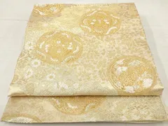 ♦︎きもの結♦︎六通柄袋帯 唐織 正倉院文様 金糸 正絹♦︎10 平和屋着物◎六通柄袋帯 唐織 正倉院花文 黒地 金糸 正絹 逸品