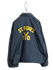 【お得なクーポン配布中!】 70s West Wind ナイロン コーチ ジャケット メンズ L / 古着 ヴィンテージ カレッジ バック プリント ライナー付き ブルゾン ジャンパー 紺