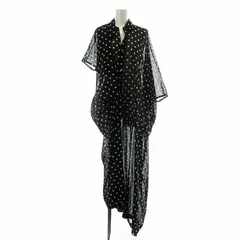 ジュンヤワタナベ JUNYA WATANABE AD2021 シャツワンピース ロング マキシ フレア 水玉 ドット アシンメトリー スキッパー シアー シースルー 変形 ラグランスリーブ 半袖 七分袖 S 黒 ブラック 白 ホワイト /NW13のサムネイル
