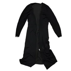 DD119 【美品・タグ付き】 Bou Jeloud ブージュルード Ｗヨーク異素材麻タッチカーディガン ブラック レディース サイズFREE