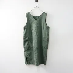 美品 ドミンゴ D.M.G. 18-642T 2wayコットンワークノースリーブワンピース 2/カーキ ジャンパースカート 前後着【2400014165883】