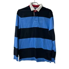 TOMMY HILFIGER 長袖 ボーダー ポロシャツ M ブラック ブルー トミーヒルフィガー ラガーシャツ 古着卸 アメリカ仕入 a707-5886