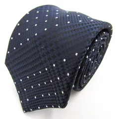 タカキュー ブランド ネクタイ シルク チェック柄 ドット柄 小紋柄 PO メンズ ネイビー TAKA Q 【中古】