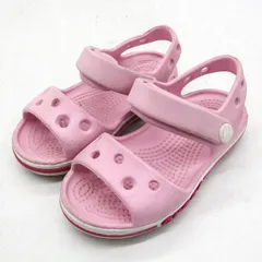 クロックス サンダル ストラップ ブランド 靴 キッズ 女の子用 C6サイズ ピンク crocs 【中古】