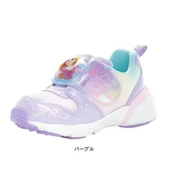 光る靴 ムーンスター キッズ スニーカー 女の子 ピンク(アリエル) パープル(ラプンツェル) サックス(シンデレラ) 通園 ベロクロ マジック 子供靴 ディズニー プリンセス  tmdnc1358le パープル 14.0cm