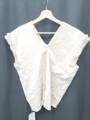 ◇ ◎⊂ mystic タグ付き　Vネック　フリル ノースリーブ カットソー　トップス サイズF ベージュ レディース P  【1410230004058】