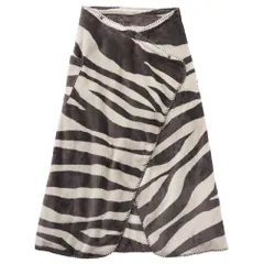 【まもなく終了】ブランケット プレミアムマイクロファイバー 毛布 あったか 3WAY 冬用 ハーフ ひざ掛け 大判 (モフア) 138×93cm mofua ゼブラ柄 (アクア) ダークグレー AQUA 503114Z9