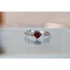 48-5 天然 ガーネット リング シルバー 指輪 1月誕生石 フリーサイズ