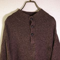 CHUPS RALPH LAUREN 90s BROWNカラー HENLEY NECK KNIT PULLOVER-XXL