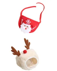 ペット服 犬服 猫服 変装 ペット被り物 ペットのよだれかけ コスチューム クリスマス服 衣装 お出かけ パーティー お祝い 変身服クリスマス 可愛い 写真 映える コスチューム トナカイ 小型犬用 仮装 クリスマス トナカイ 帽子 （ホワイトとレッド、Sサ 