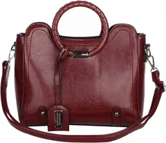 AngelMoon(エンジェルムーン) ハンドバッグ レディース PUレザー ショルダーバッグ 2WAY 小さめ( レッド)