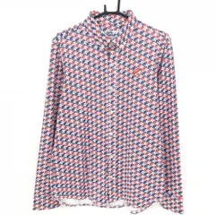 ジャックバニー 長袖ポロシャツ 白×レッド スキーヤー柄  メンズ 6(XL) ゴルフウェア Jack Bunny