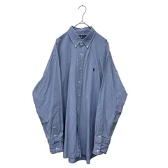 Ralph Lauren ボタンダウンシャツ 長袖シャツ Blake 100% Two Ply Cotton BDシャツ Lサイズ ラルフローレン チェックシャツ ブルー