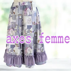 【未着用】 axes femme コラージュプリントフリルスカート Mサイズ ラベンダー タグ付き 裏地有 レディース アクシーズファムポエティック